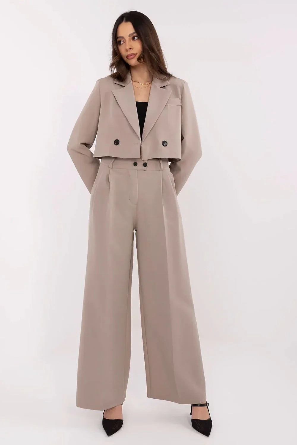Women’s Tailored Blazer and Wide Leg Pants Suit Set