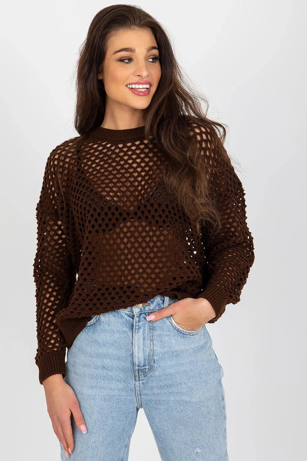 Women's Textured Crew Neck Pullover Sweater