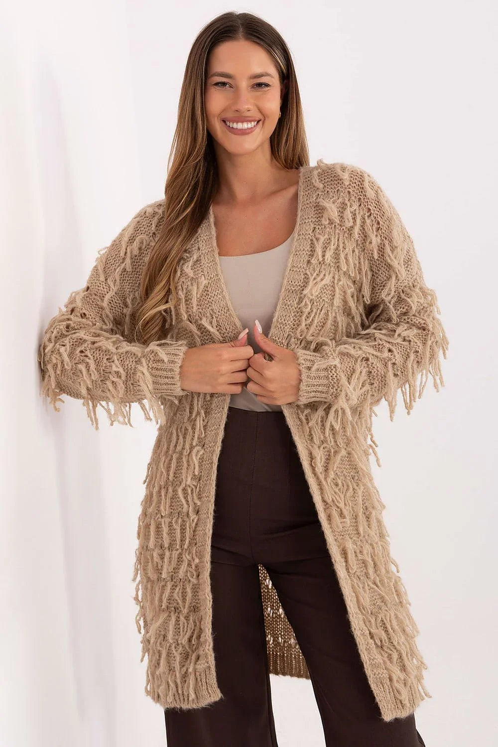 Women's Textured Longline Cardigan Sweater