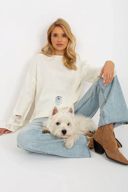 Women's Textured Oversized Pullover Sweater - Guocali