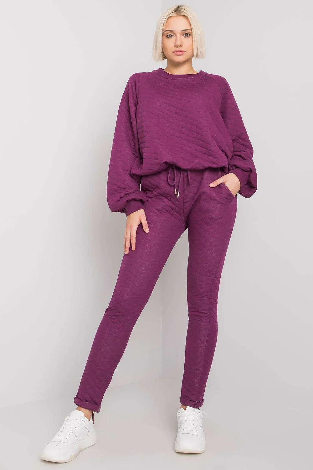 Women’s Textured Sweatshirt and Straight Leg Pants Set