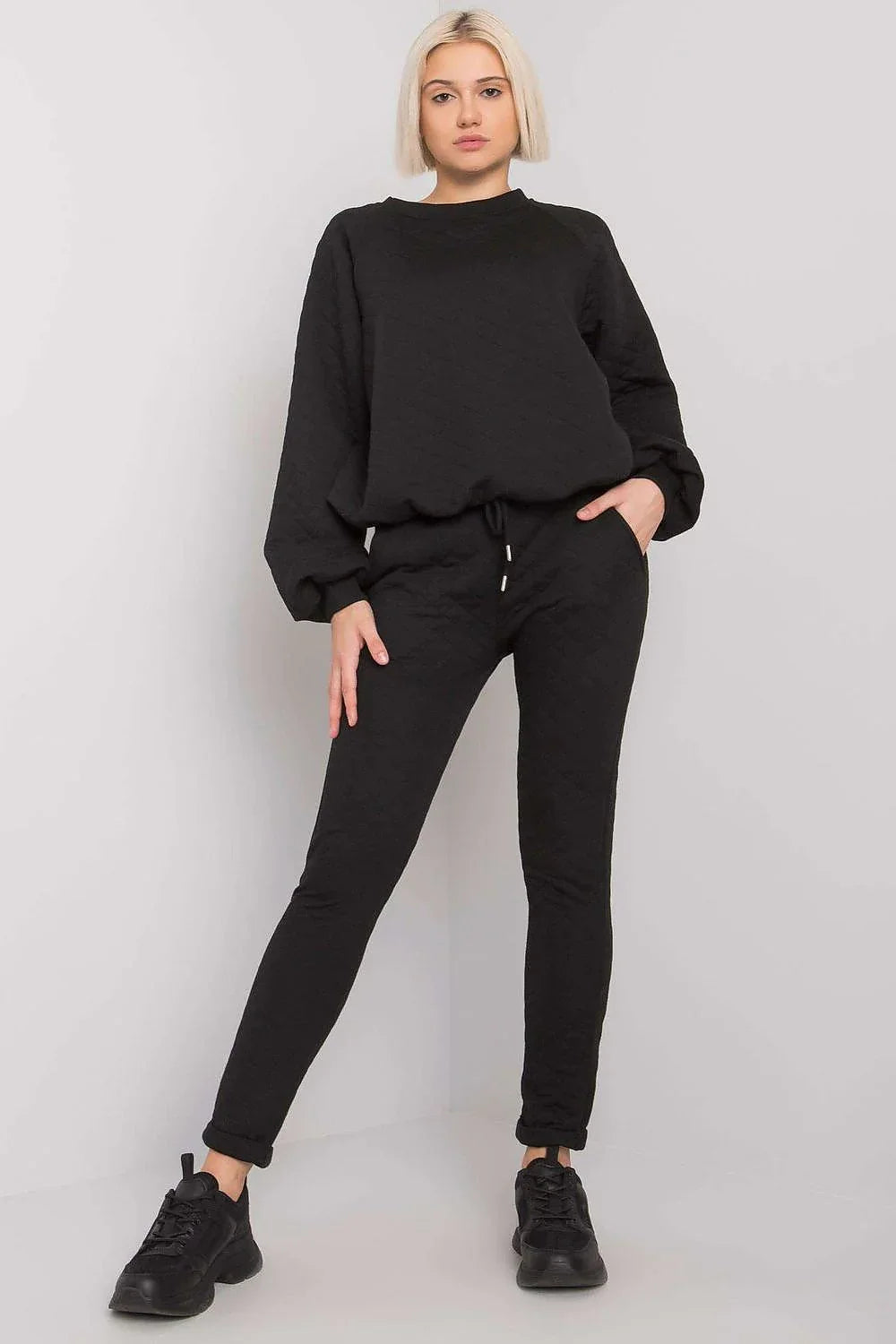 Women’s Textured Sweatshirt and Straight Leg Pants Set