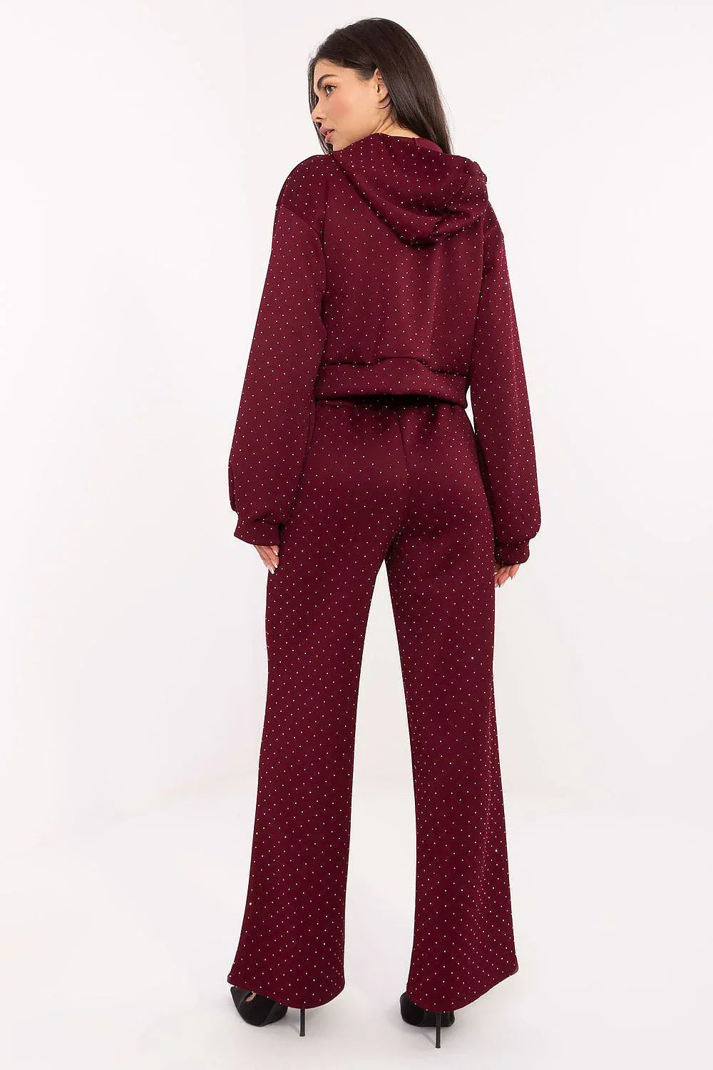 Women’s Textured Zip Hoodie and Wide Leg Pants Set