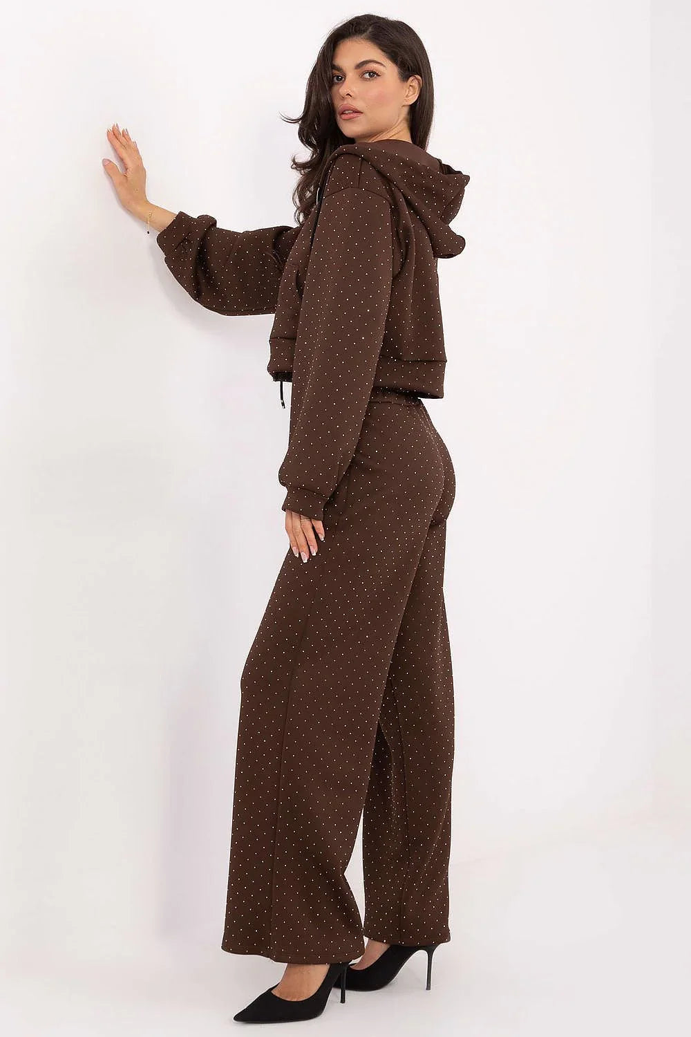 Women’s Textured Zip Hoodie and Wide Leg Pants Set