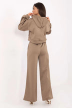 Women’s Textured Zip Hoodie and Wide Leg Pants Set