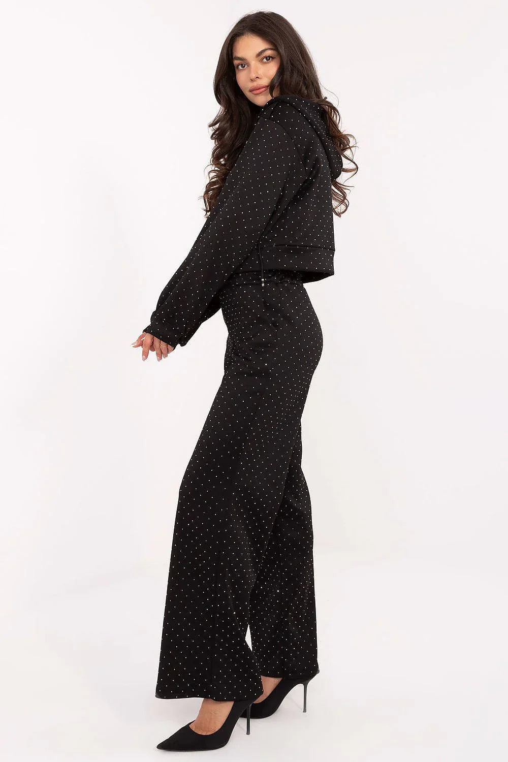 Women’s Textured Zip Hoodie and Wide Leg Pants Set