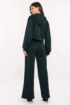 Women’s Textured Zip Hoodie and Wide Leg Pants Set