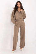 Women’s Textured Zip Hoodie and Wide Leg Pants Set