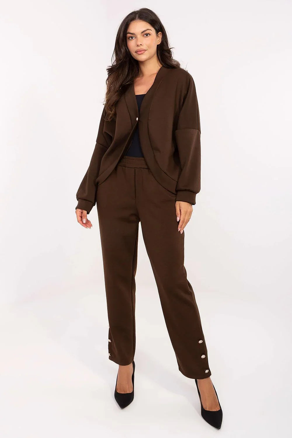 Women’s V-Neck Blouse and Straight Leg Pants Set