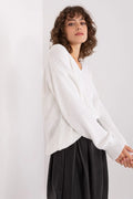 Women's Waist-Length Textured V-Neck Pullover Sweater