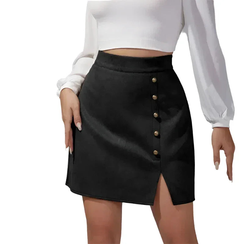 Beaded Mini Skirt with Slit -Guocali