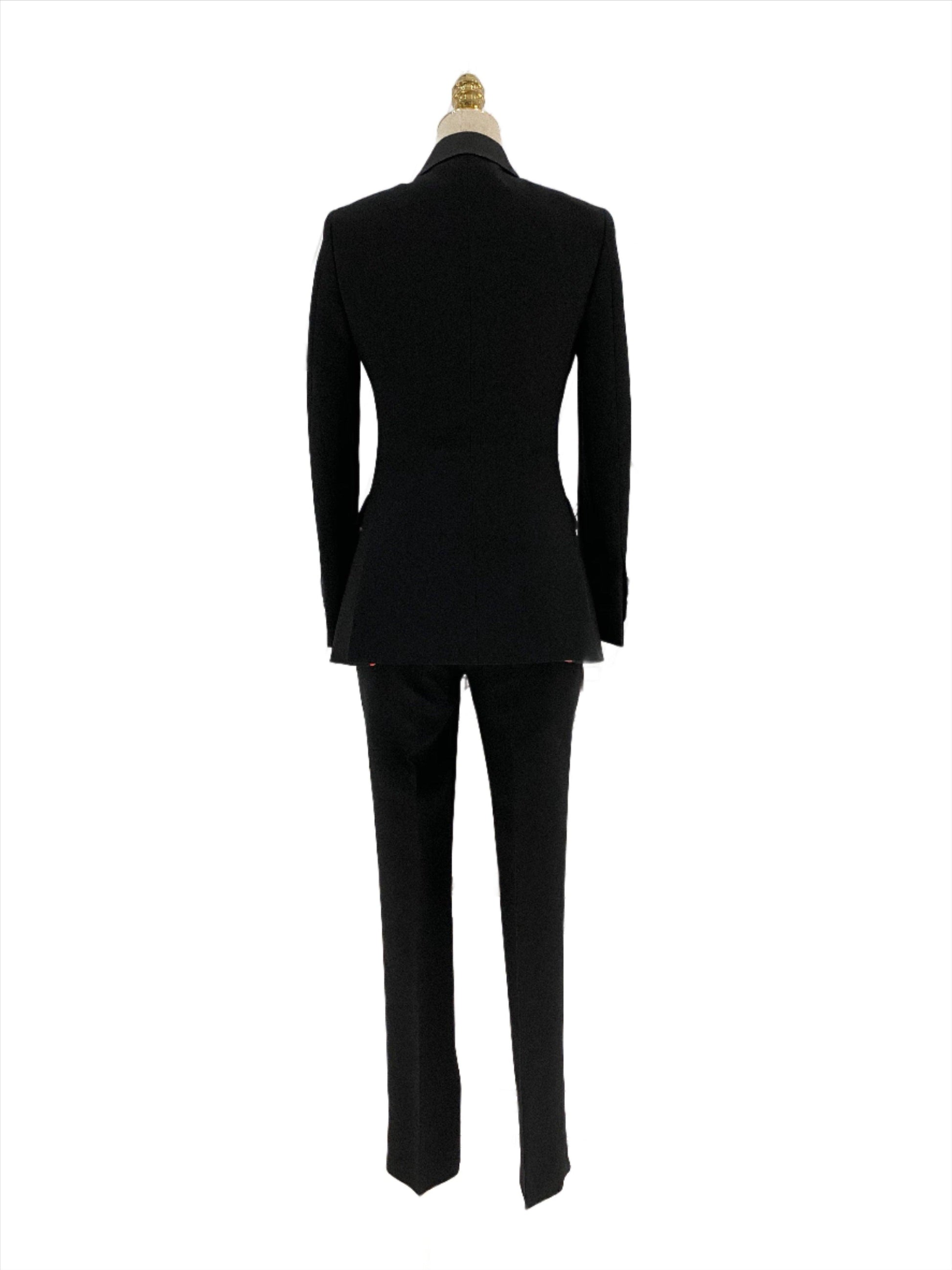 Black Women Pant Suit - Slim Fit Tuxedo - Pantsuit - Guocali