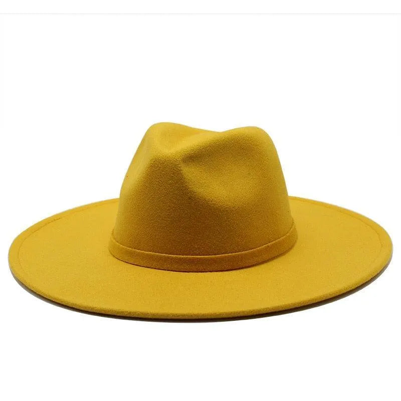 Mustard yellow British style fedora hat, wide brim, luxury accessory by GUOCALI Paris