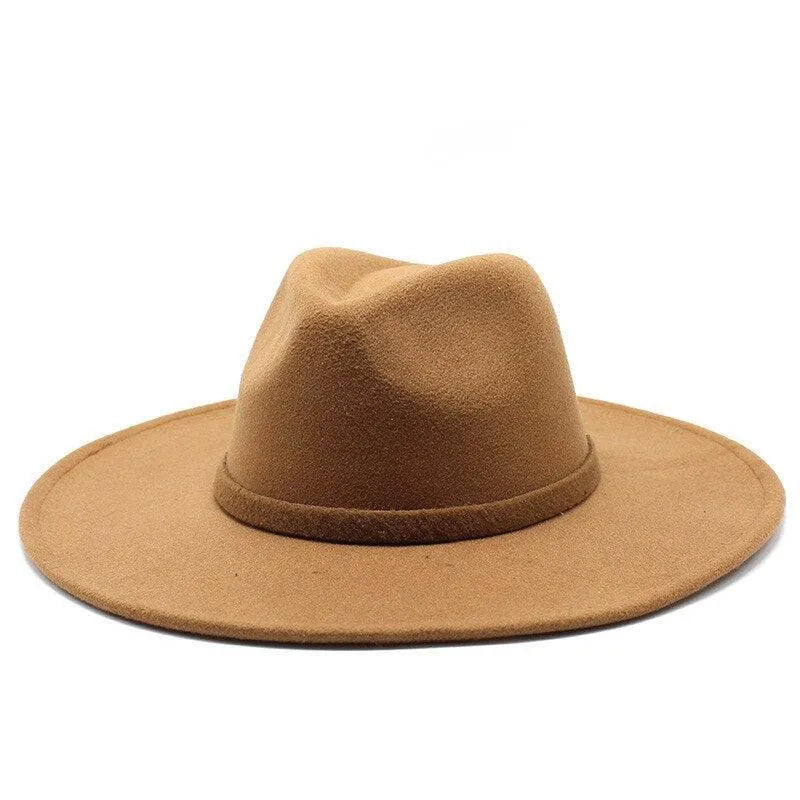 Camel brown British style fedora hat, wide brim, luxury fashion accessory by GUOCALI