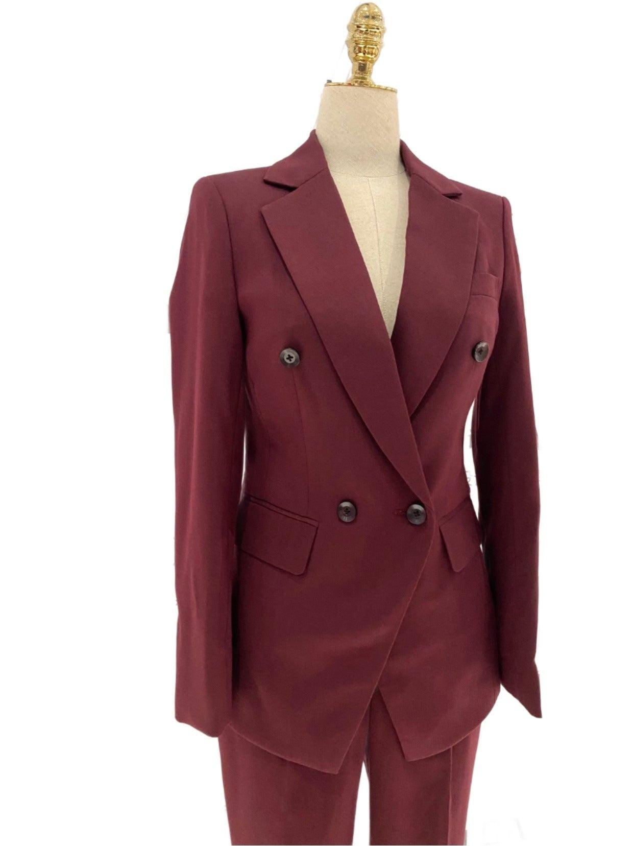 Burgundy Women Pant Suit- Formal Business Trouser Suit - Pantsuit - Guocali