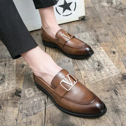 Casual Leather Buckled Men Loafers - - Guocali