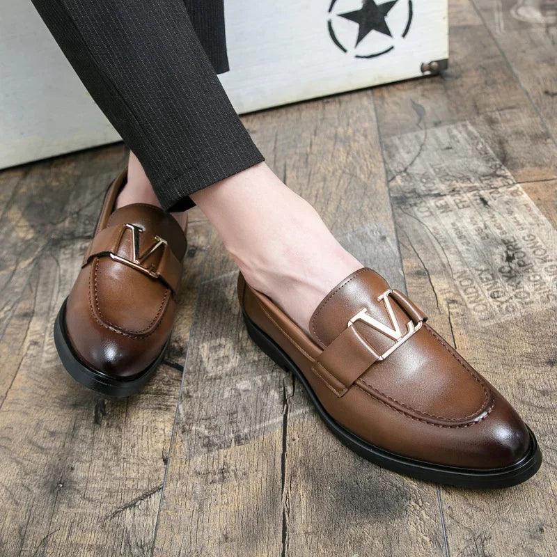 Casual Leather Buckled Men Loafers - - Guocali