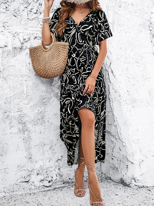 Casual Vacation Short Sleeve Print Dress - Print Dress - Guocali