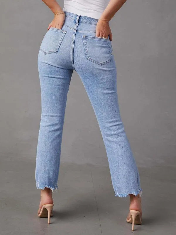 Casual Women Jeans – High-Waist Relaxed Fit -Guocali