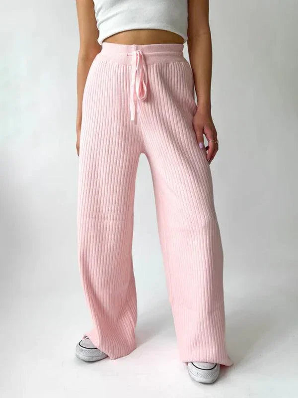 Casual Women's Trousers – High Rise Drawstring Fit -Guocali