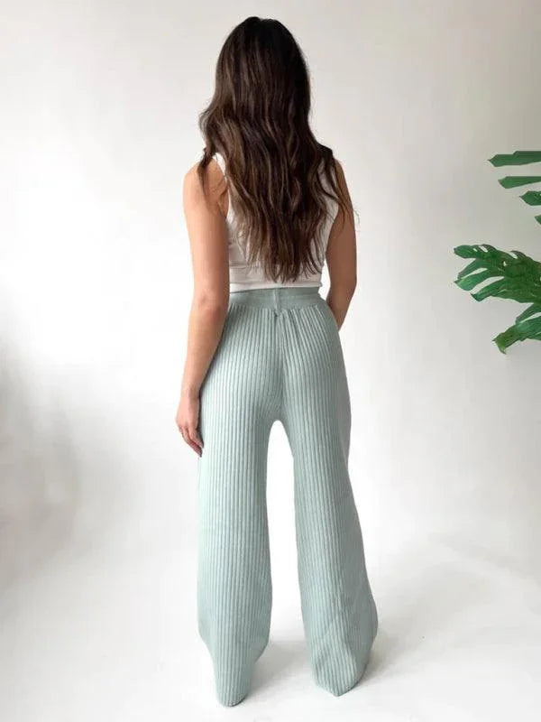 Casual Women's Trousers – High Rise Drawstring Fit -Guocali