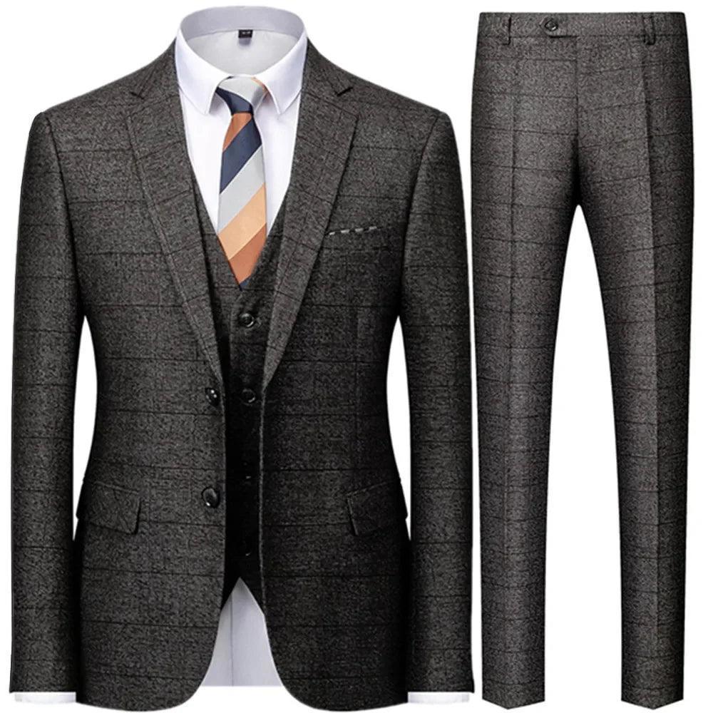 Checked Men Suit - Business Formal Attire - Checked Suit - Guocali