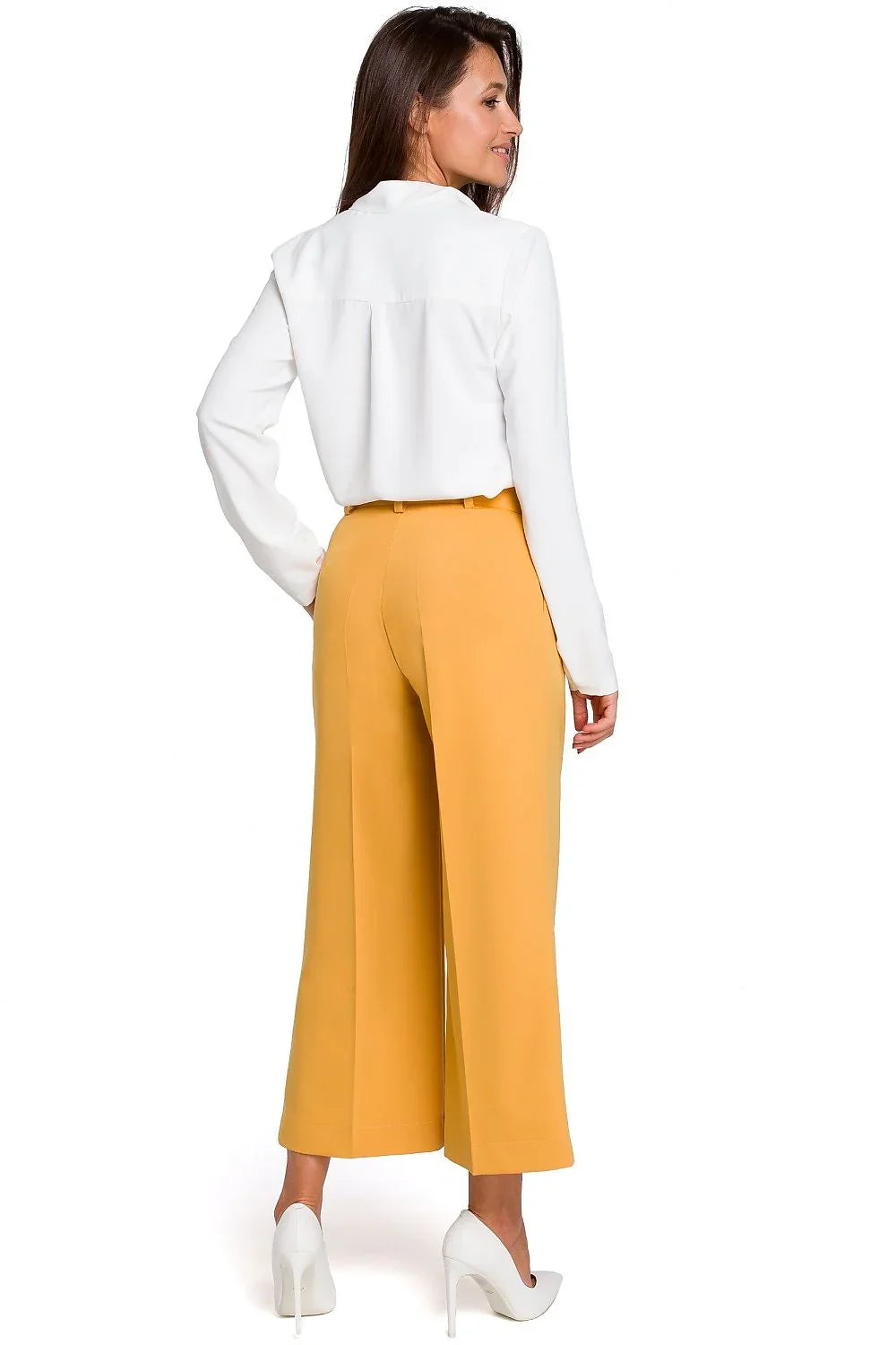 Chic Elegant Casual Women Cropped Wide-Leg Pants – High-Waist Zipper Stretch