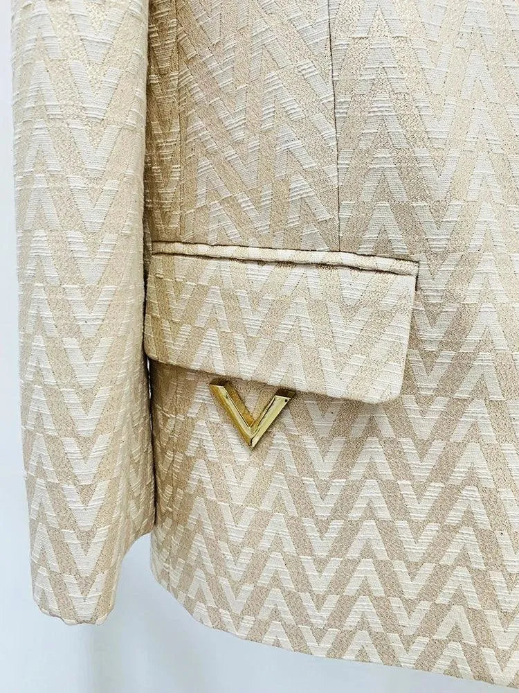 Chic, Elegant, Professional Women's Pant Suit - Geometric Single-Breasted