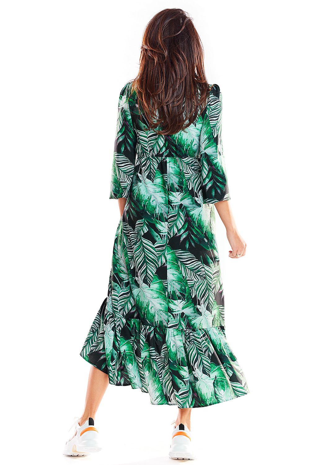 chic floral v-neck three quarter sleeves maxi day dress – Daydress | GUOCALI – view 3