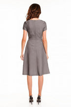 chic solid boat neck short sleeves midi day dress – Daydress | GUOCALI – view 2