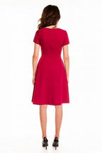 chic solid boat neck short sleeves midi day dress – Daydress | GUOCALI – view 4