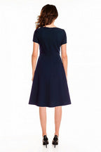 chic solid boat neck short sleeves midi day dress – Daydress | GUOCALI – view 6