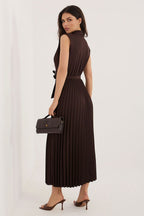 chic solid lapel collar sleeveless maxi day dress – Daydress | GUOCALI – view 3