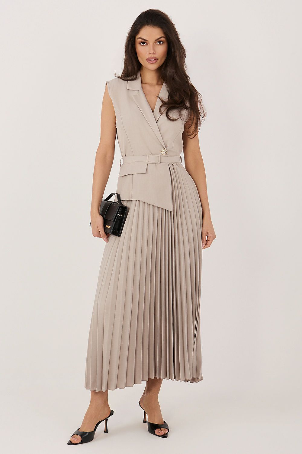 chic solid lapel collar sleeveless maxi day dress – Daydress | GUOCALI – view 4