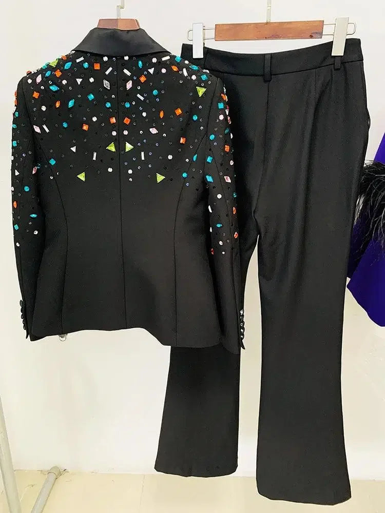 Chic Women's Pant Suit - Bead & Reel Zipper, White