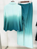 Chic Women's Pant Suit - Gradient Zipper