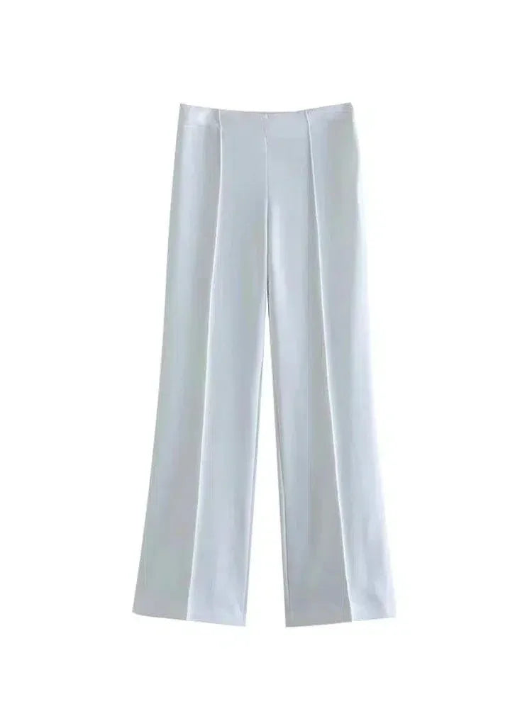Chic Women's Pant Suit - Solid Single-Breasted