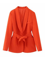Chic Women's Pant Suit - Solid Single-Breasted