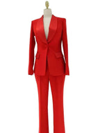 Chic Women's Pant Suit - Solid Single-Breasted