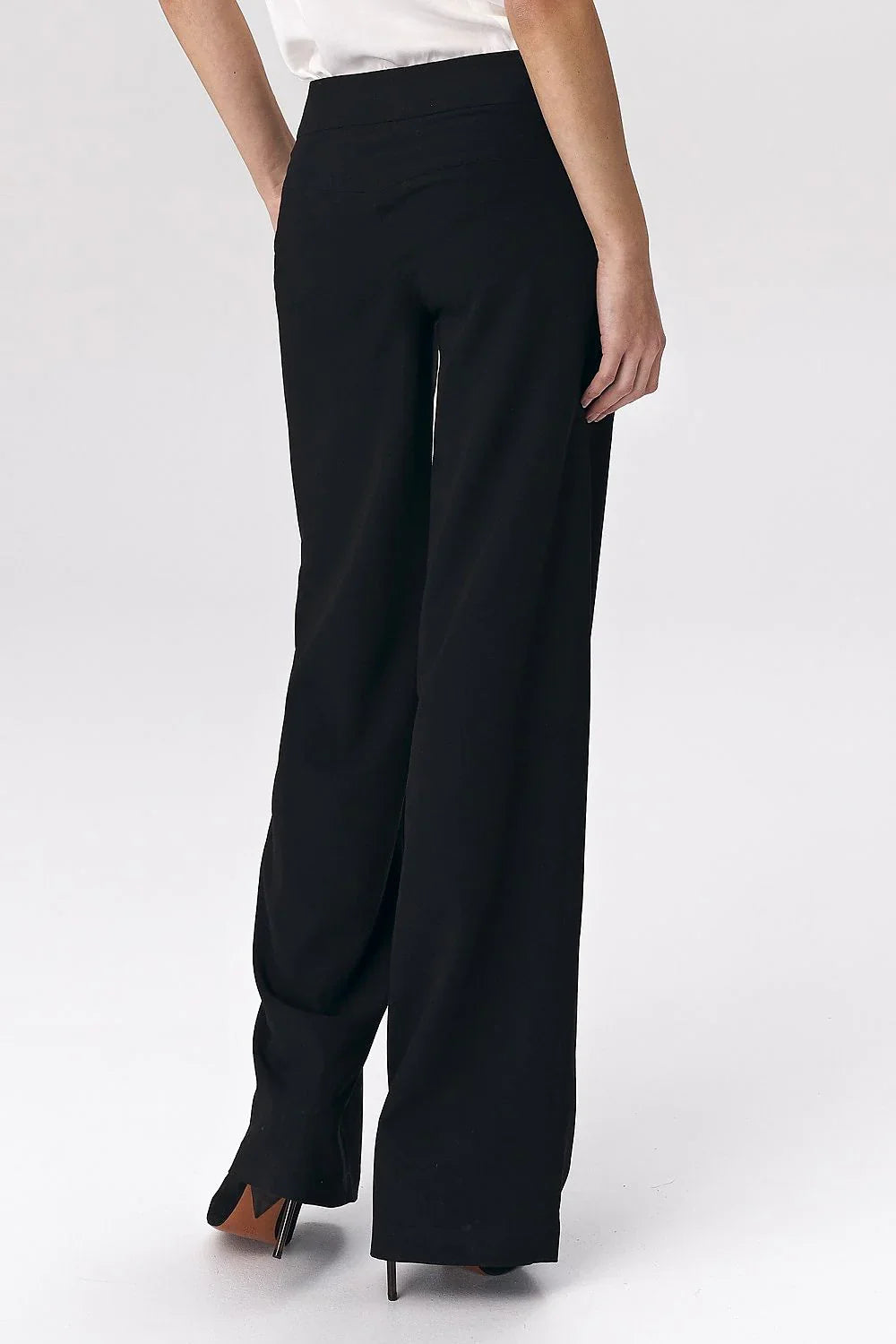 Chic Women Wide-Leg Pants – High-Rise Button Front