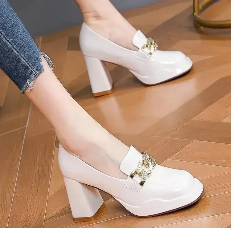 Chunky Patent Leather Platform Pumps
