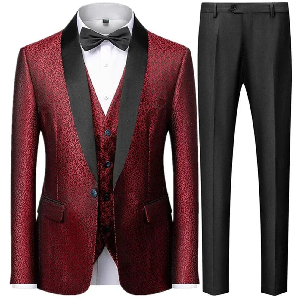 Elegant Men’s Tuxedo Suit - Texture Single-Breasted