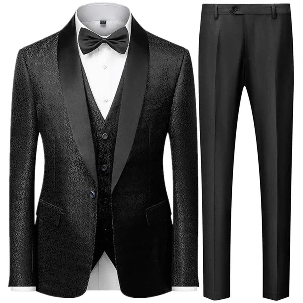 Elegant Men’s Tuxedo Suit - Texture Single-Breasted