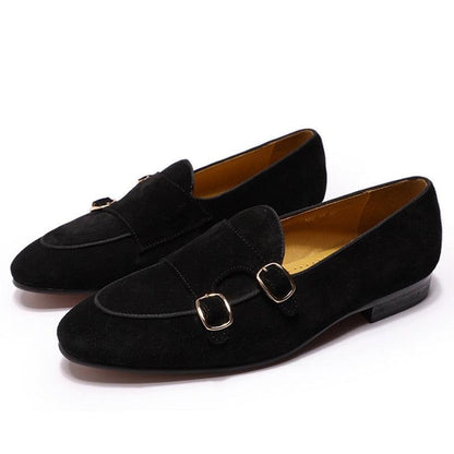 Classic Suede Leather Monk Strap Loafers - Loafer Shoes - Guocali