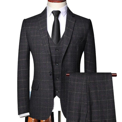 Classy Plaid Men Suit - Formal Business Attire - Checked Suit - Guocali