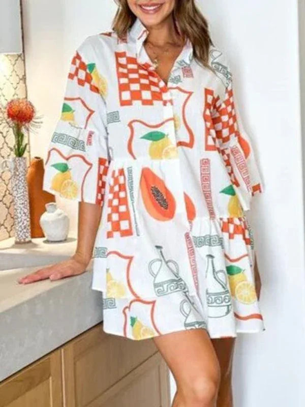 Comfortable Trumpet Sleeve Ethnic Dress -Guocali