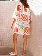 Comfortable Trumpet Sleeve Ethnic Dress -Guocali