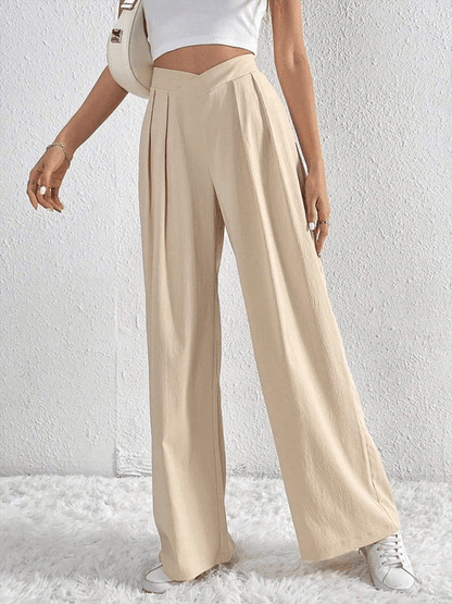 Chic Women Wide Leg Pants – High Rise Pleated