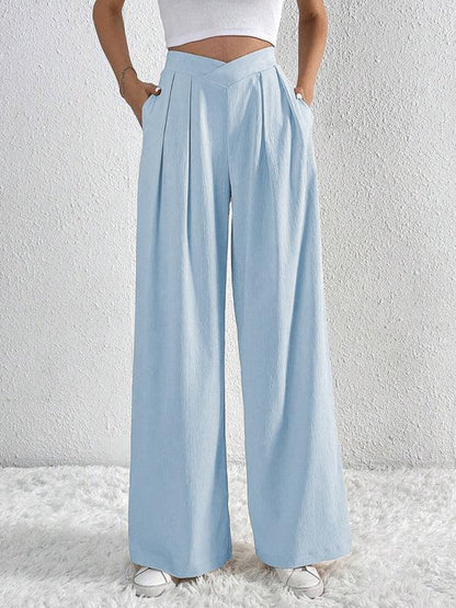 Chic Women Wide Leg Pants – High Rise Pleated