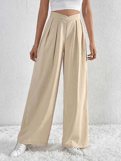 Chic Women Wide Leg Pants – High Rise Pleated